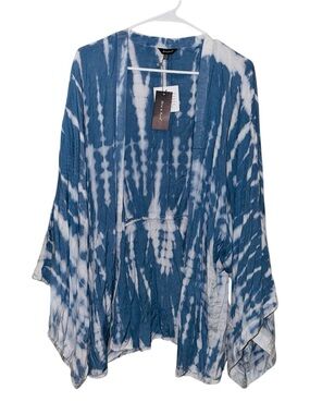 NEW Sim & Sam Tie-Dye Open Front Drape Relaxed Kimono
